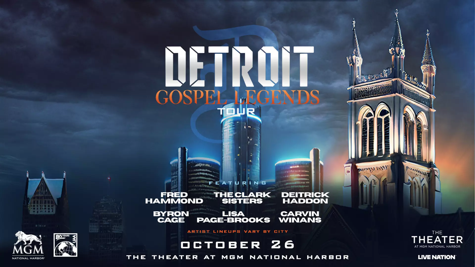 Detroit Gospel Legends feat. Fred Hammond, Clark Sisters, Deitrick Haddon, Byron Cage & More on October 26 at 8 p.m. - Primary Image