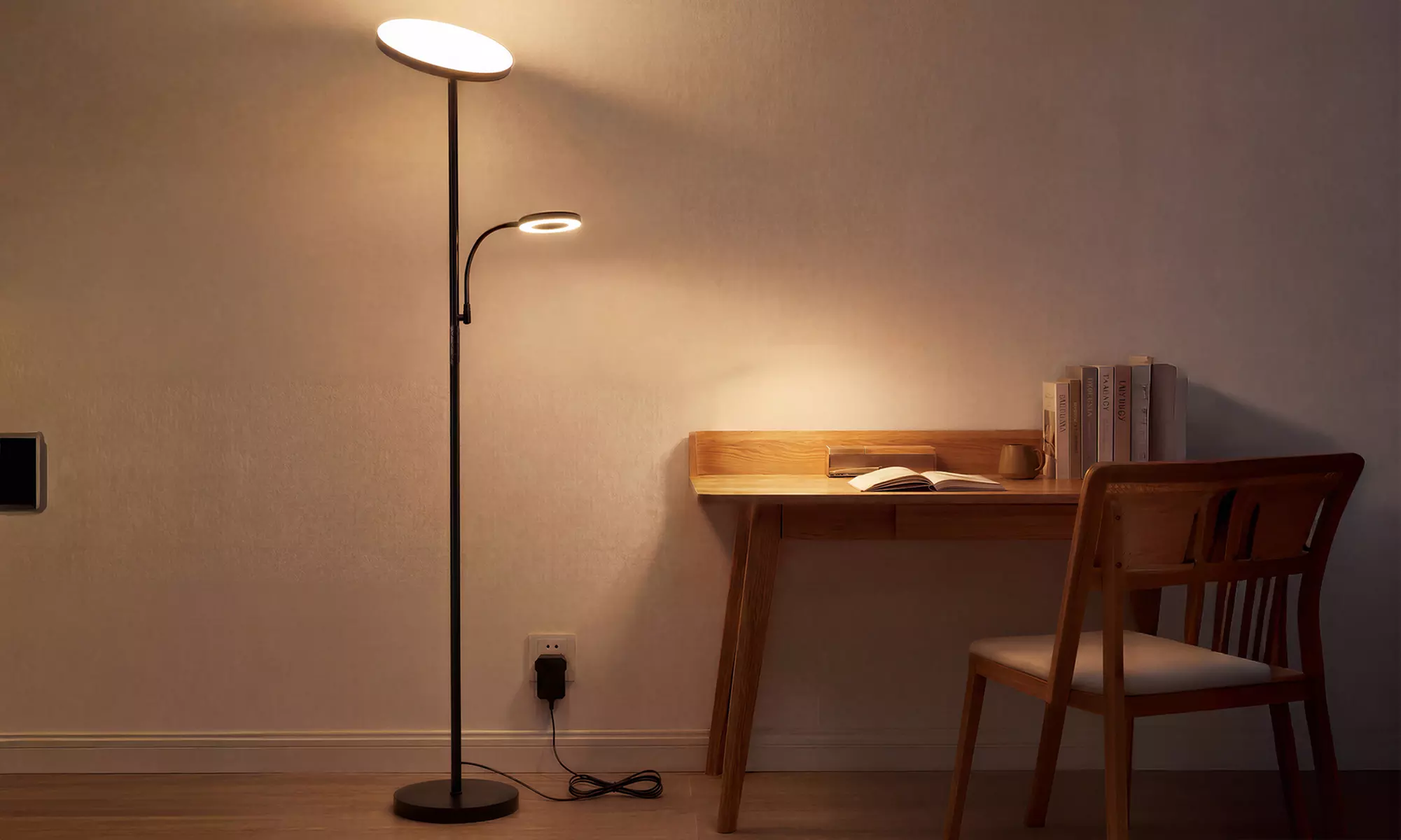 Emitto Modern Floor Lamps - Uplighter with Reading Light and Arc Lamp