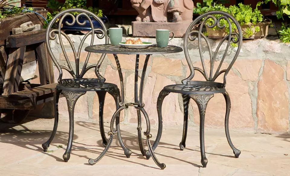 Windsor Dark-Gold Cast Aluminum 3-Piece Bistro Set. Free Returns. - Primary Image