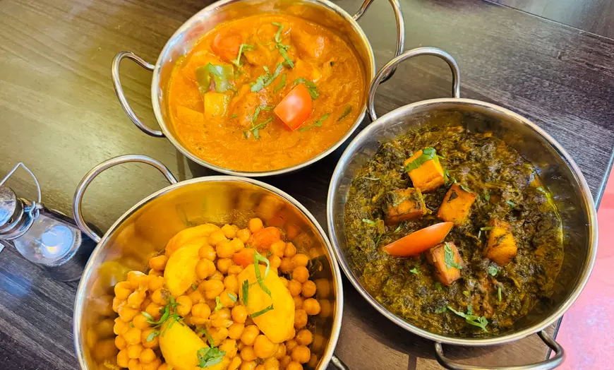 Image 5: 4-Course Indian Feast-Starter, Main, Side, Rice or Naan for 1, 2, or 4