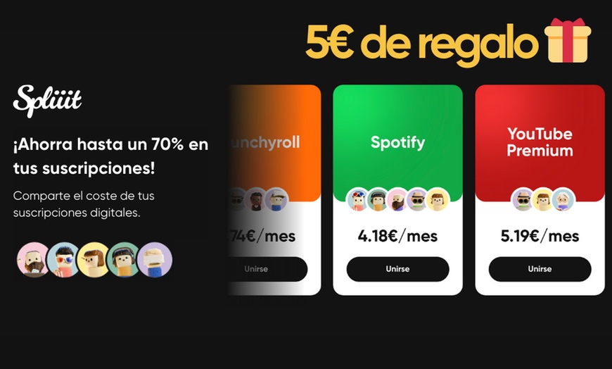 Image 1: 5 € para Spliiit: reduce gastos de tus suscripciones digitales Netflix,HBO Max o Amazon Prime