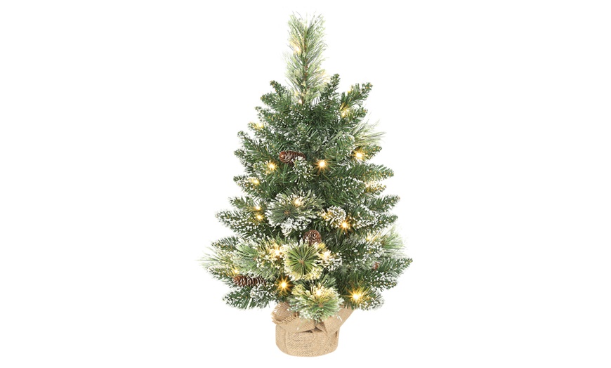 Image 9: Prelit Small Christmas Tree, Snow Flocked Tabletop Xmas Tree