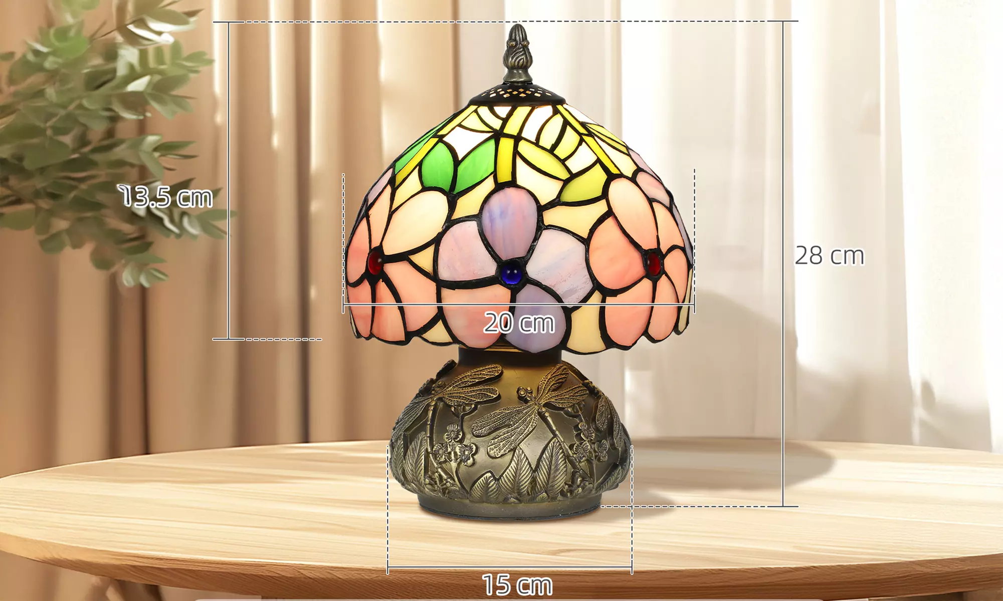 HOMCOM Tiffany-Style Stained Glass Table Lamps
