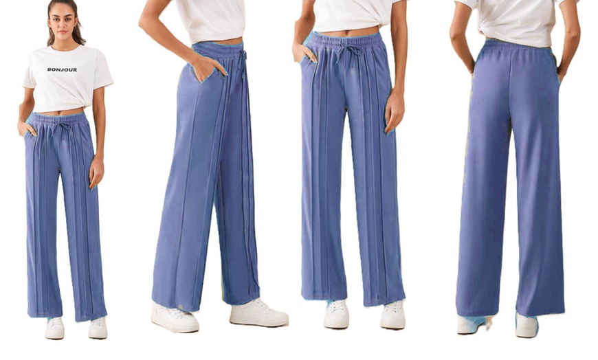 Image 3: Plain and Seam Front Wide Leg Trousers