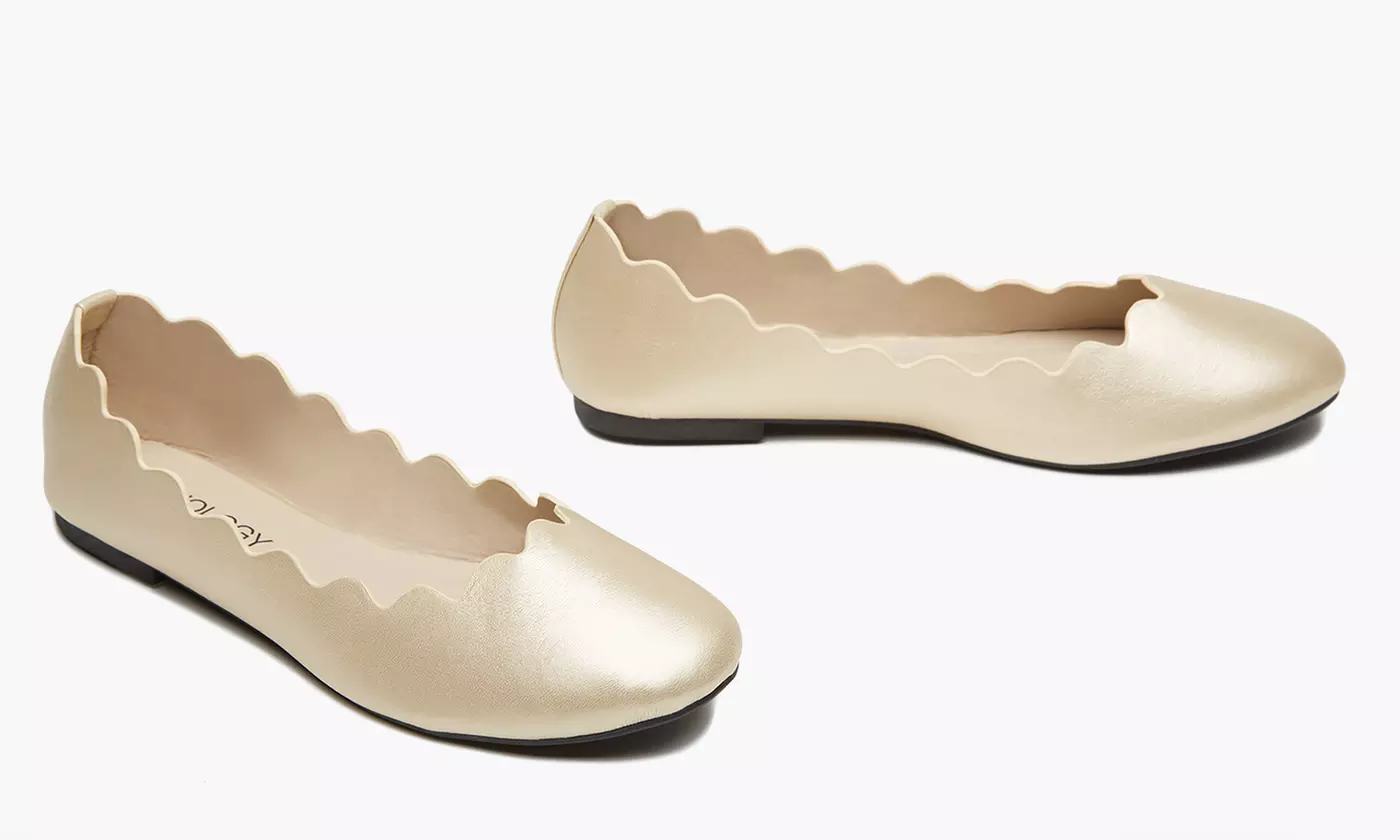 Sociology Madison Scalloped Flat Ballet Shoes (Size 9.5) - Second Medium