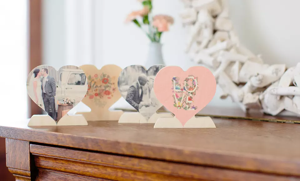 One, Two, or Three Personalized Wooden Photo Hearts from PhotoBarn (Up to 86% Off) - Primary Image