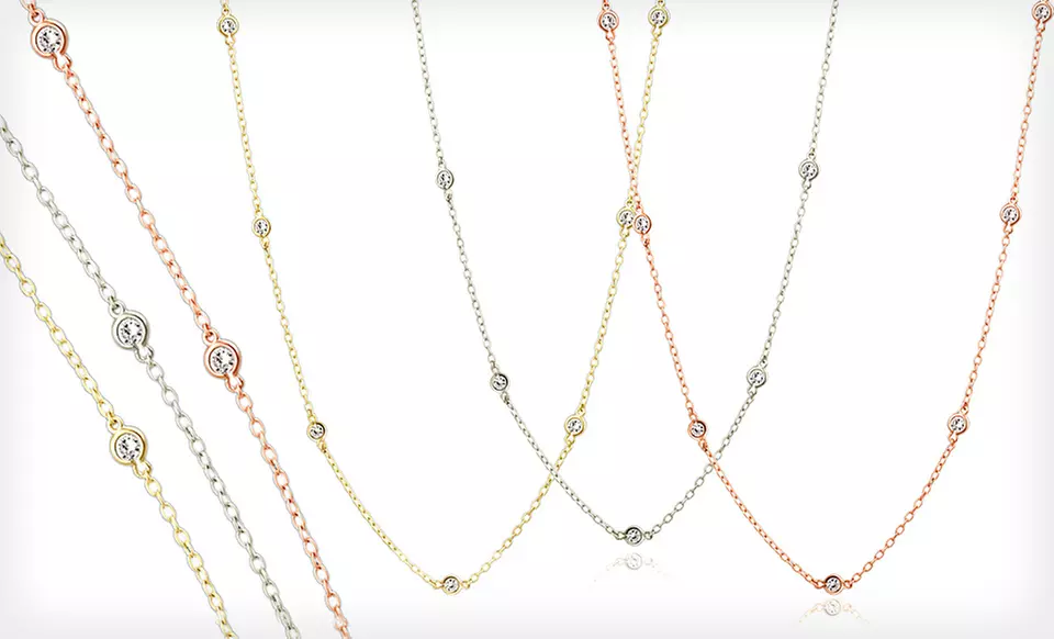 $15 for a Cubic Zirconia Station Chain Necklace ($49.99 List Price). Three Styles Available. Free Shipping and Returns. - Primary Image