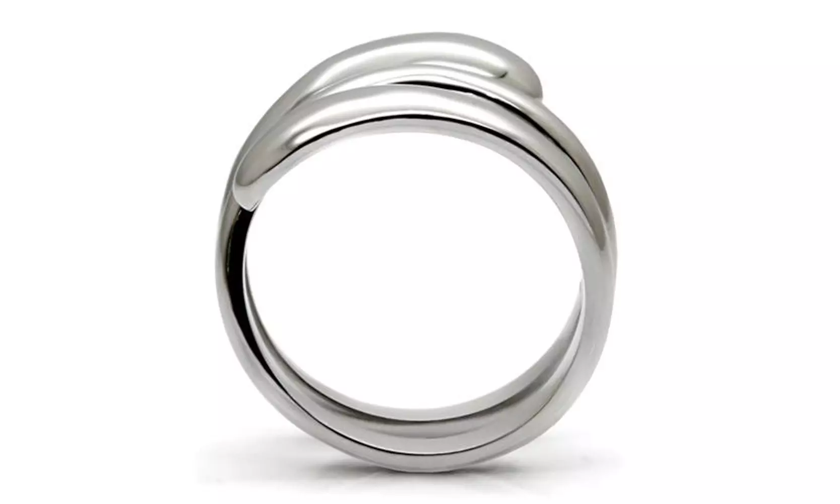 Womens High Polished Stainless Steel Coil Style Fashion Cocktail Ring