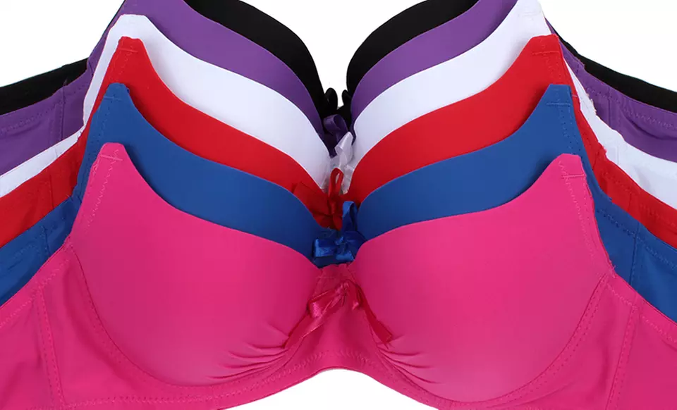 6-Pack of Ruched Microfiber Bras in Assorted Colors. Multiple Sizes Available. - Primary Image