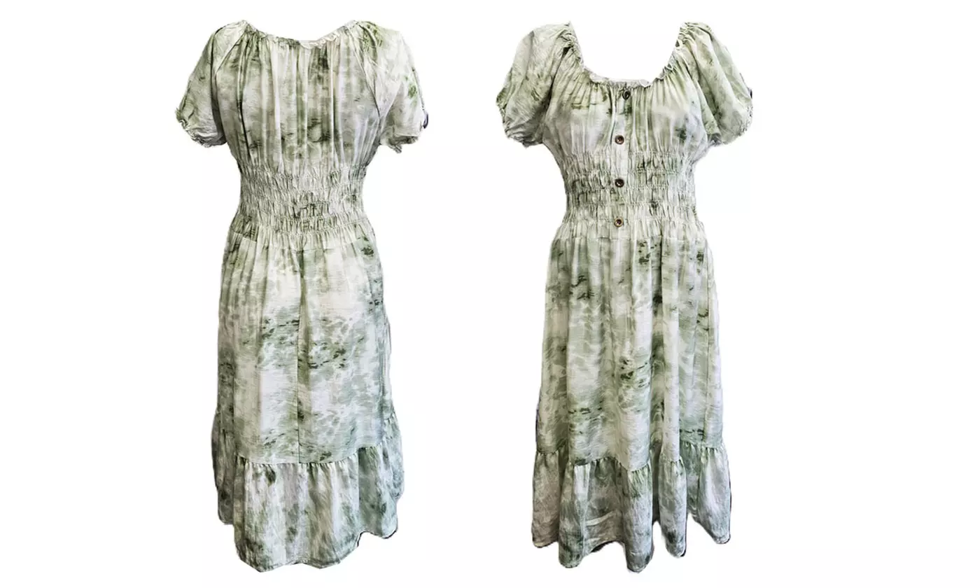 Women's Printed Bardot Gypsy Midi Dress