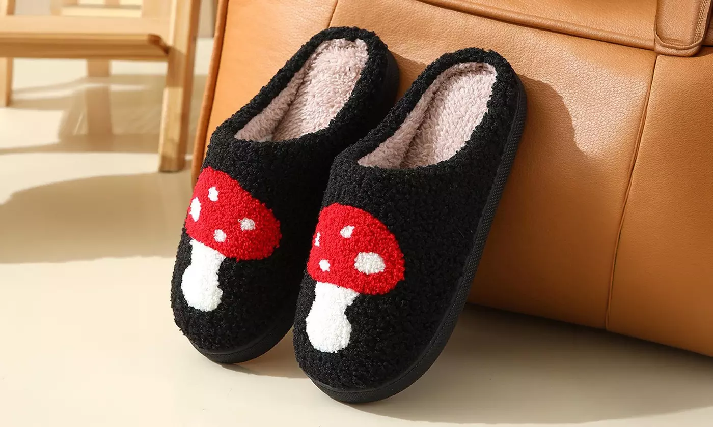 Mushroom Slippers For Women Men Warm Cozy Plush Fuzzy House Slippers