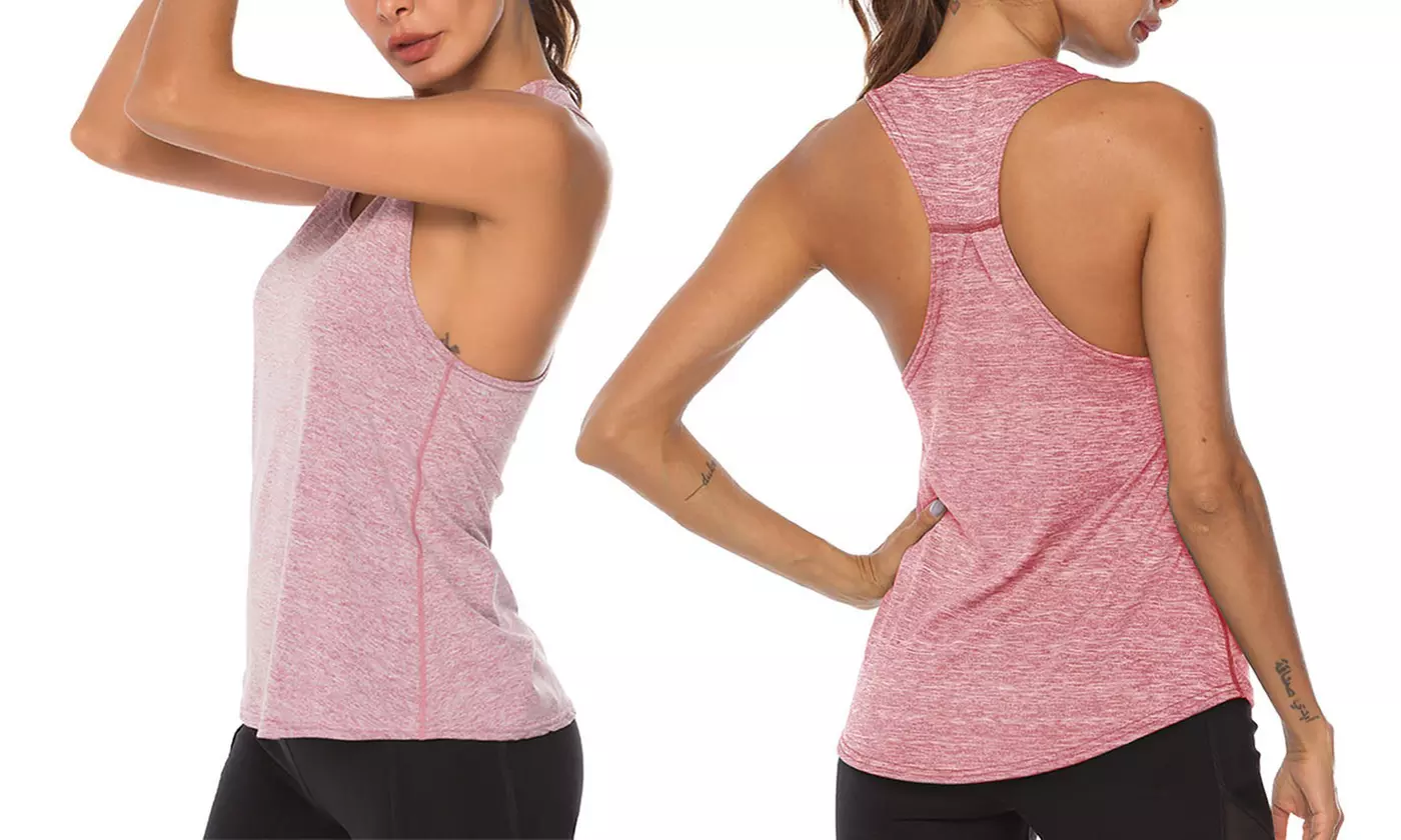 Women Open Back Loose fit Workout Racerback Tank Tops Sport Vest