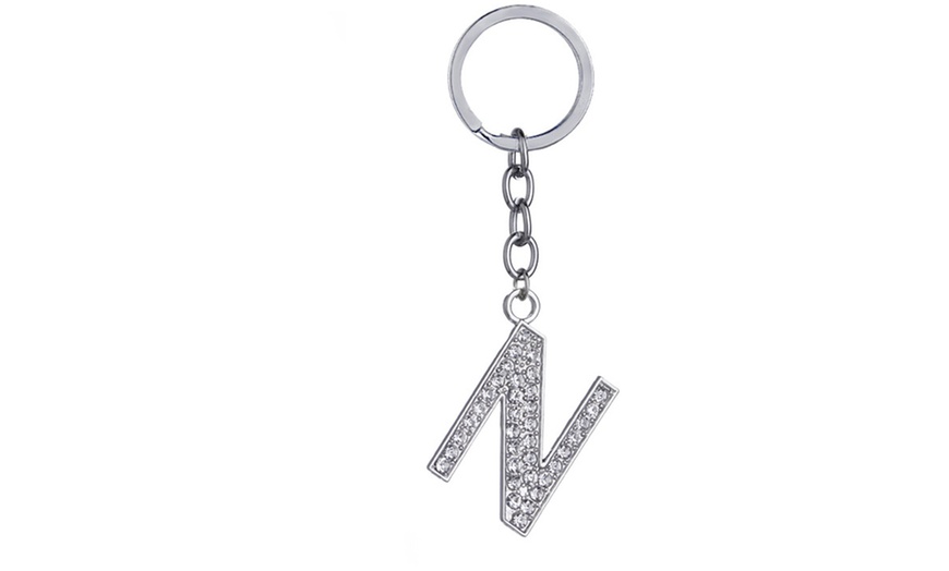 Image 14: Diamante Initial Letter Keychain