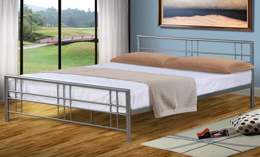 Image 2: Bailey Metal Bed Frame with Optional Mattress