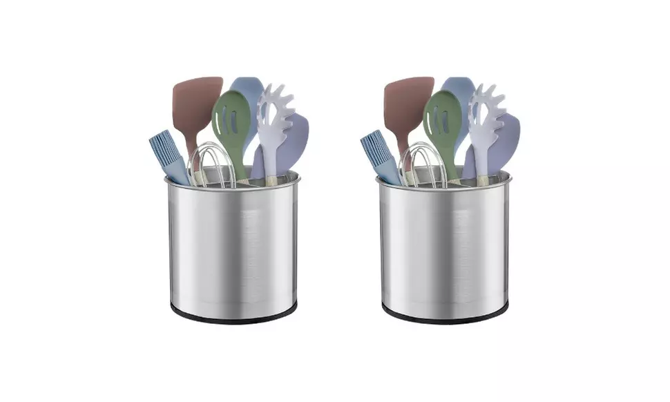 Up to 3-Pack Rotating Stainless Steel Utensil Holder with Removable Divider