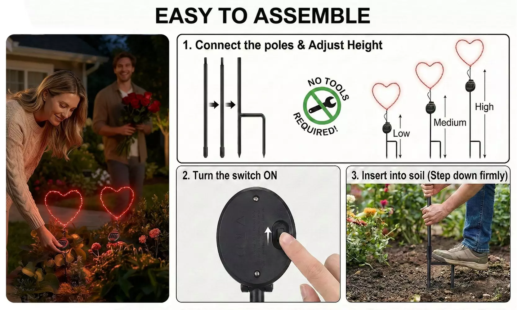 Outdoor Solar Powered LED Decorative Garden Stake Light (Set of 2) - 5 Options