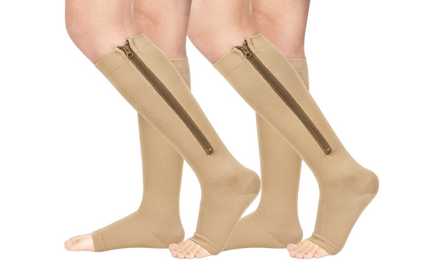 Image 4: One or Two Pairs of Open-Toe Compression Socks