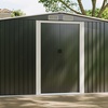 Image 10: Outdoor Black Garden Metal Storage Shed with Log Storage