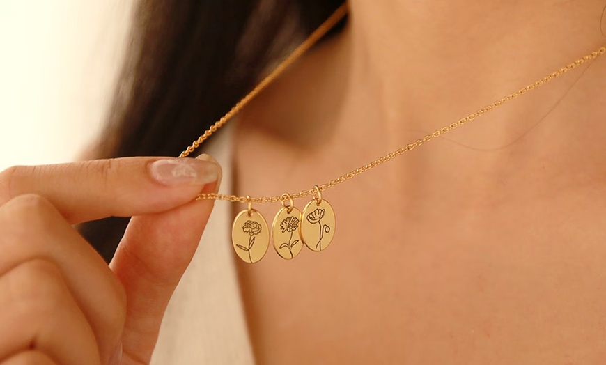 Image 3: Personalisierte Blütenkette oder Halskette mit Blumenscheibe