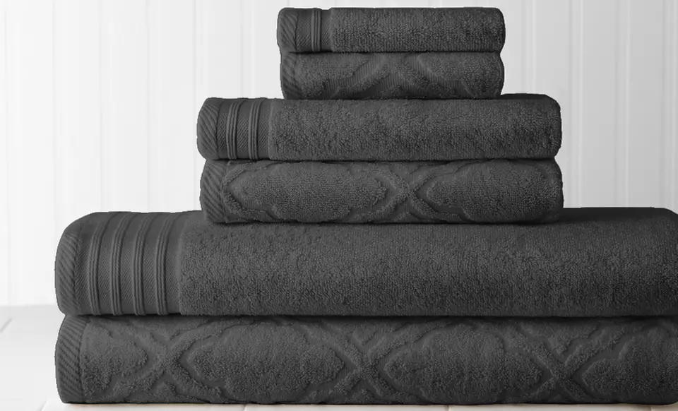 100% Egyptian Cotton Jacquard and Solid 6-Piece Towel Sets. Multiple Colors Available. Free Returns.   - Second Medium