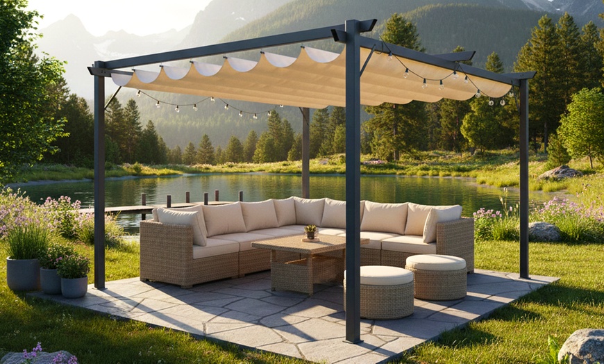 Image 7: Pergola da giardio in acciaio e telo retrattile