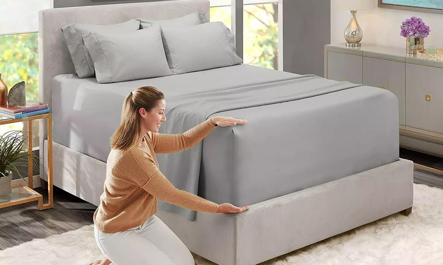 Hearth & Harbor Extra Deep Pocket Sheet Set - Microfiber Bed Sheets - 24" Depth