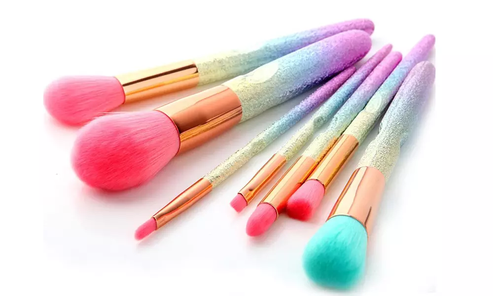 1 ou 2 lots de 7 pinceaux de maquillage paillettes arc-en-ciel - Second Medium