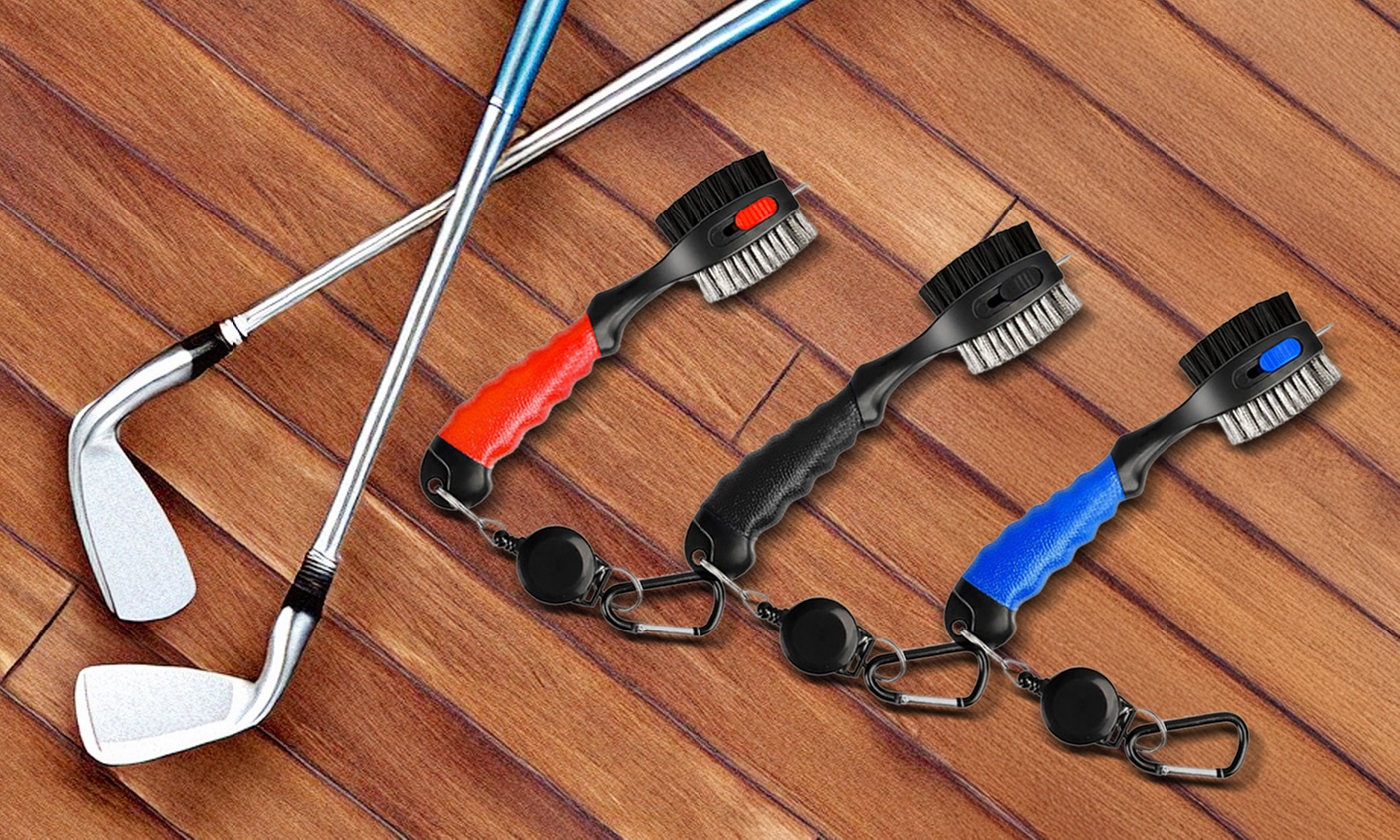 Golf Club Brush Club Groove Cleaner Retractable Zip-line Lightweight Portable