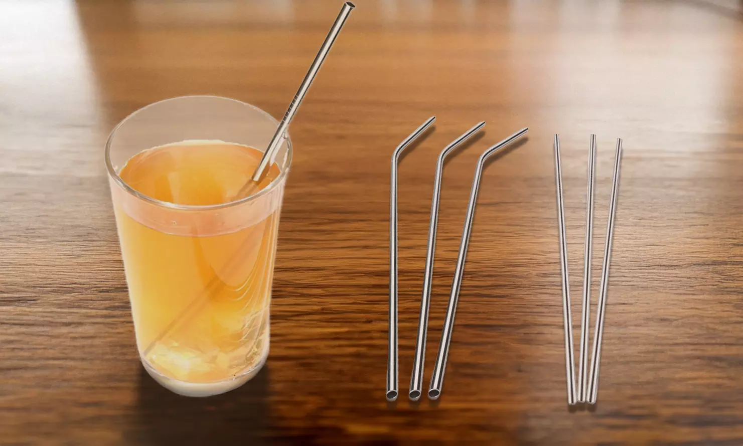 Stainless Steel Bent or Straight Drinking Straws (5- or 10-Pack)