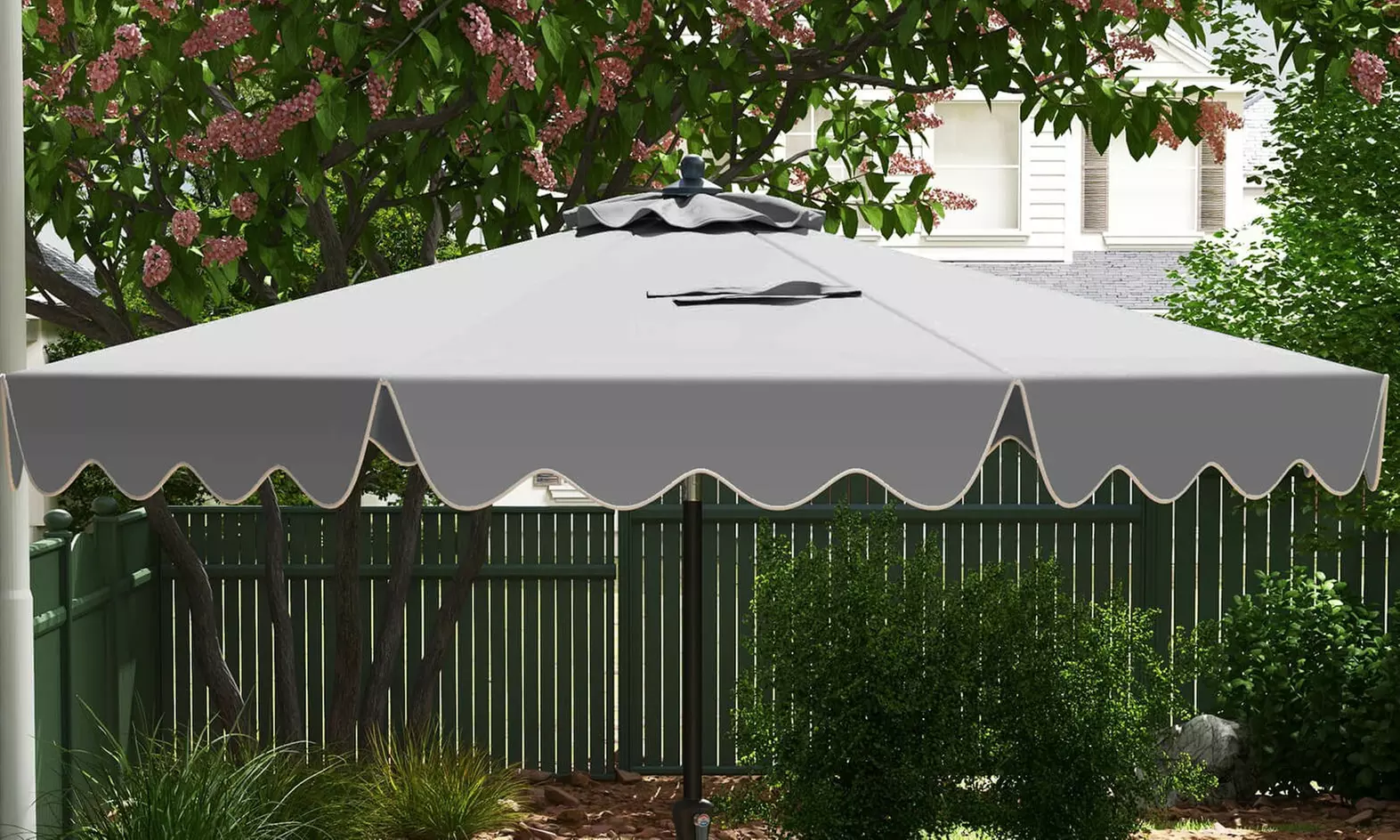 Costway 9 ft Patio Umbrella Two-Tier Market Table Umbrella Sun-Protective Canopy