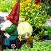 Image 2: Resin Garden Gnome - Dwarf Riding Bicycle Outdoor Decor