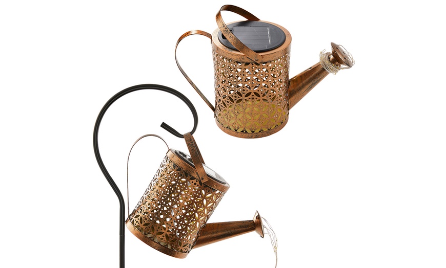 Image 8: Solar Watering Can Light - Warm White LED Rainfall Effect Garden Stake