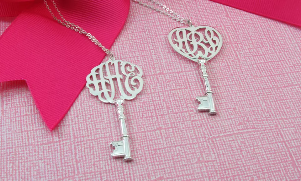 $39.99 for a Silver Monogram Key Necklace from NameJewelrySpot ($143.99 Value) - Primary Image