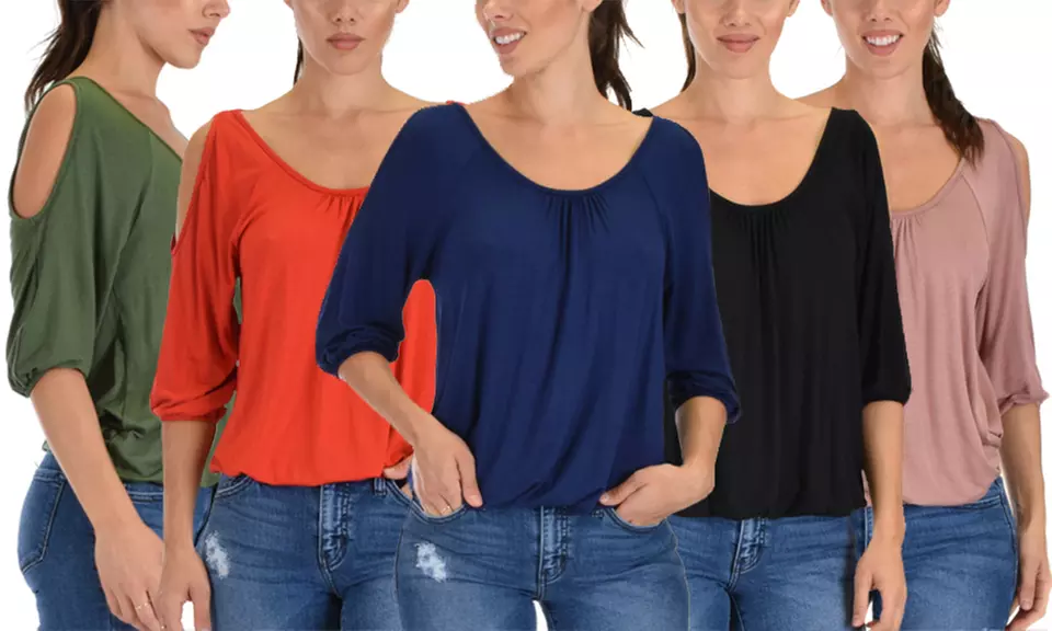 Lyss Loo Women's I Feel Good Cold Shoulder Cinched Top - Primary Image