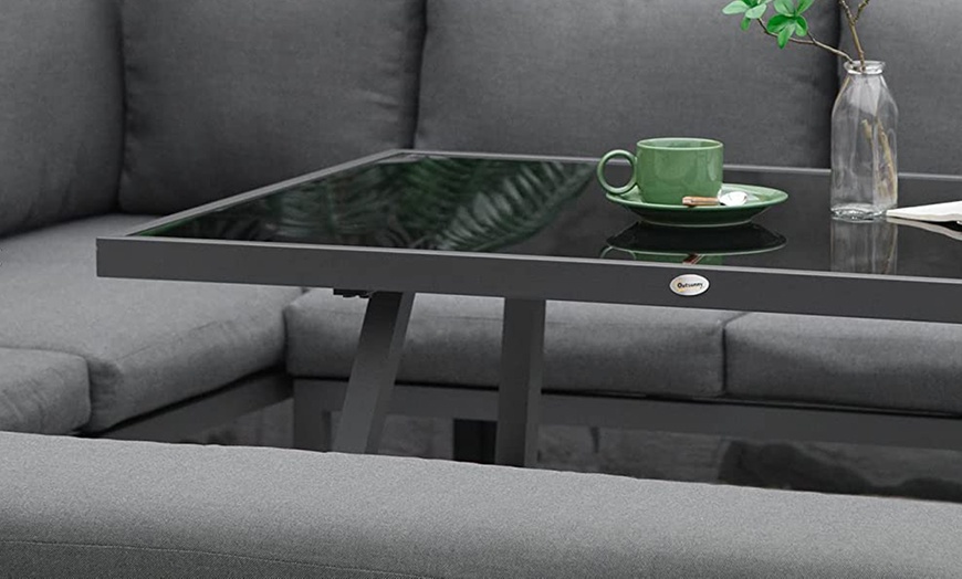 Image 3: Outsunny Eight seater L-shaped Garden Furniture Set