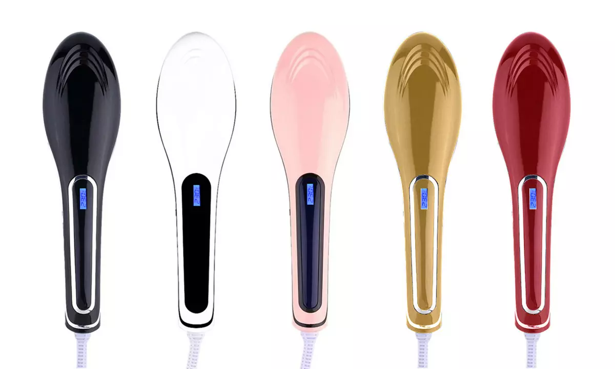 Salon-Grade Controlled-Heat Hair-Straightening Brushes - Primary Image