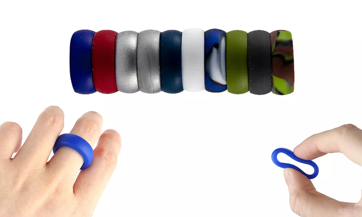 10pcs Men Durable Silicone Wedding Ring Affordable Fashion Rubber Wedding Band