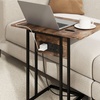 Image 3: HomCom C-Shaped Side Table, Foldable with Charging Station