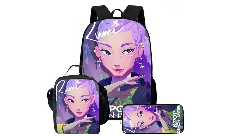 Image 13: KPop Demon Hunters Inspired Backpack Set 