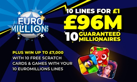 10 EuroMillions Lines plus 10 Scratch Cards for £1 - Lottosocial