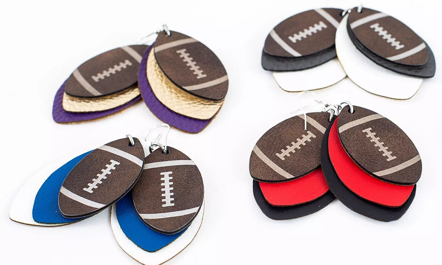 Custom Team Color Faux Leather Football Earrings from VioletFox (Up to 54% Off) - Primary Image
