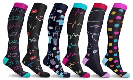 DCF Knee-High Compression Sock Collection (3- or 6-Pack) Small/Medium Heart (3-Pack)