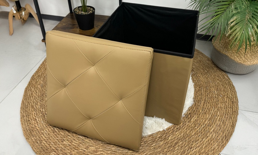 Image 10: Puf cuadrado en ecopiel con almacenamiento