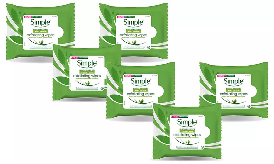 Pack of 75 or 150 Simple Exfoliating Facial Wipes - Image 4