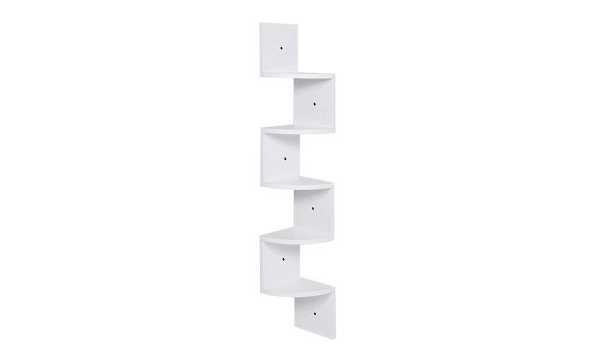 Image 2: 5-Tier Zigzag Corner Floating Shelf
