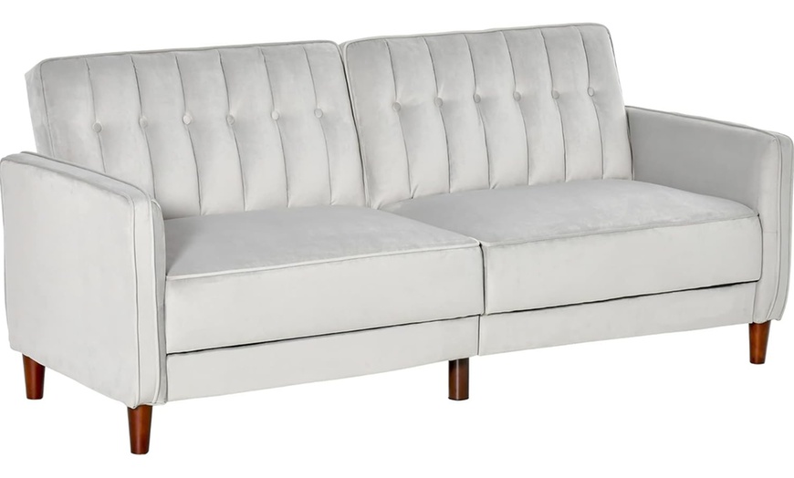 Image 4: HomCom Three Seater Sofa-Bed