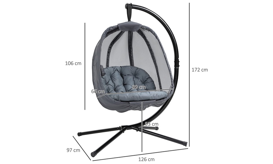 Image 5: Outsunny Hanging Egg-Shaped Chair