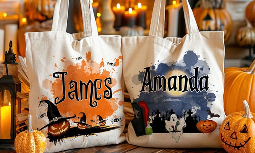 Image 4: Personalisierbarer Sammel-Korb oder Tasche im Halloween-Design