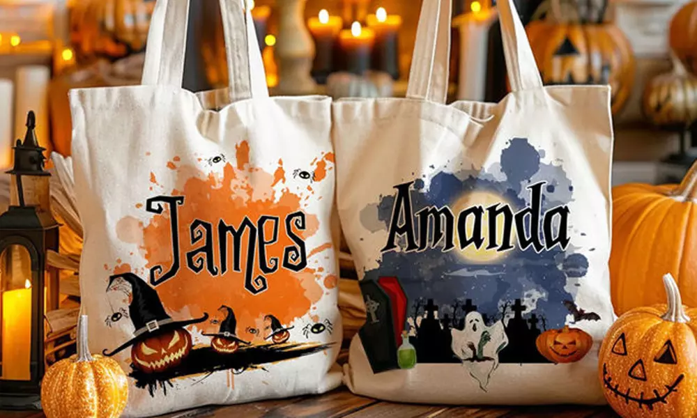 Personalisierbarer Sammel-Korb oder Tasche im Halloween-Design
