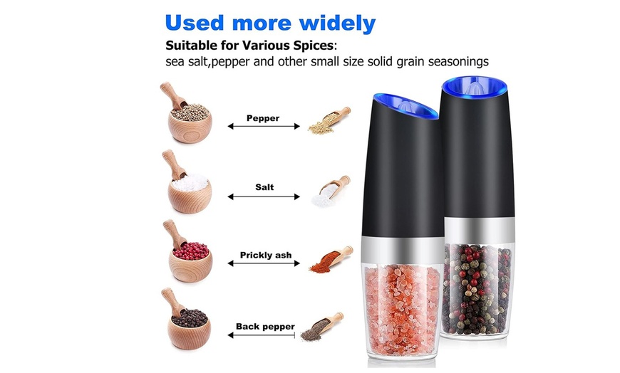 Image 5: ItBelongs2U Electric Gravity Salt and Pepper Mill Automatic Spice Grinder Shaker